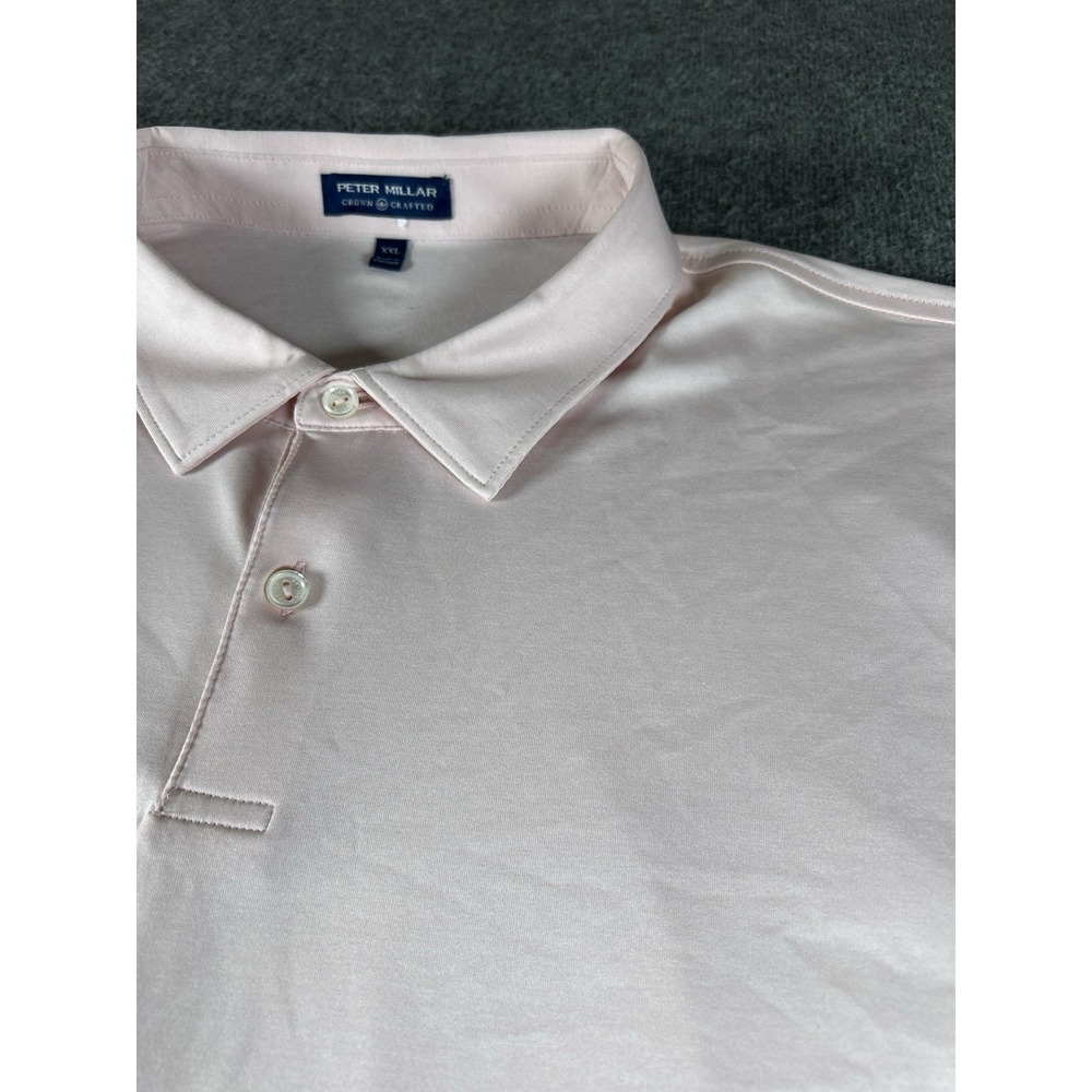 Peter Millar Crown Crafted Golf Polo Shirt Mens 2XL Light Pink Performance Polo